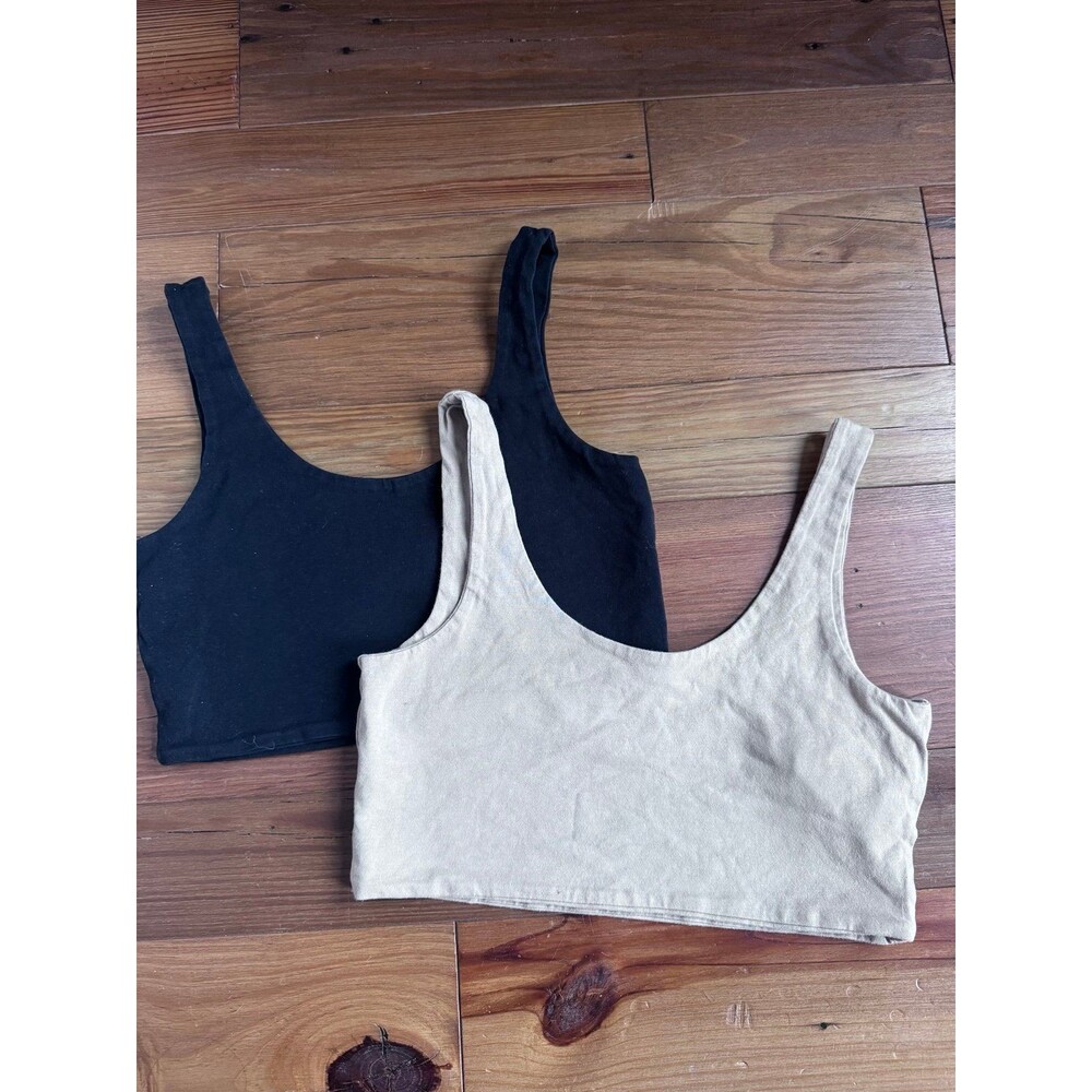 Tan and Black Cotton On Crop Top